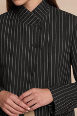 Womens Black Casual Stand Collar Blazer | CicyBell