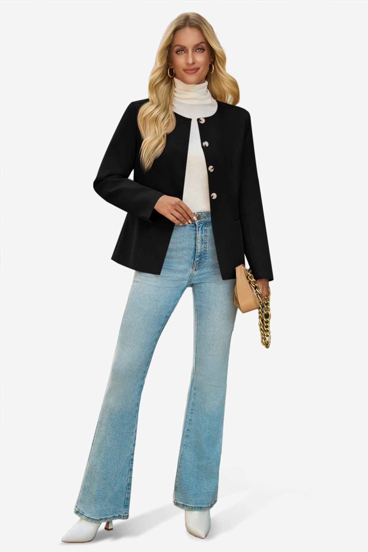 Cicy Bell Womens Black Business Blazers