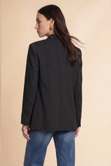 Womens Black Professional Striped Blazer | CicyBell
