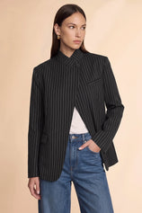 Womens Black Professional Striped Blazer | CicyBell