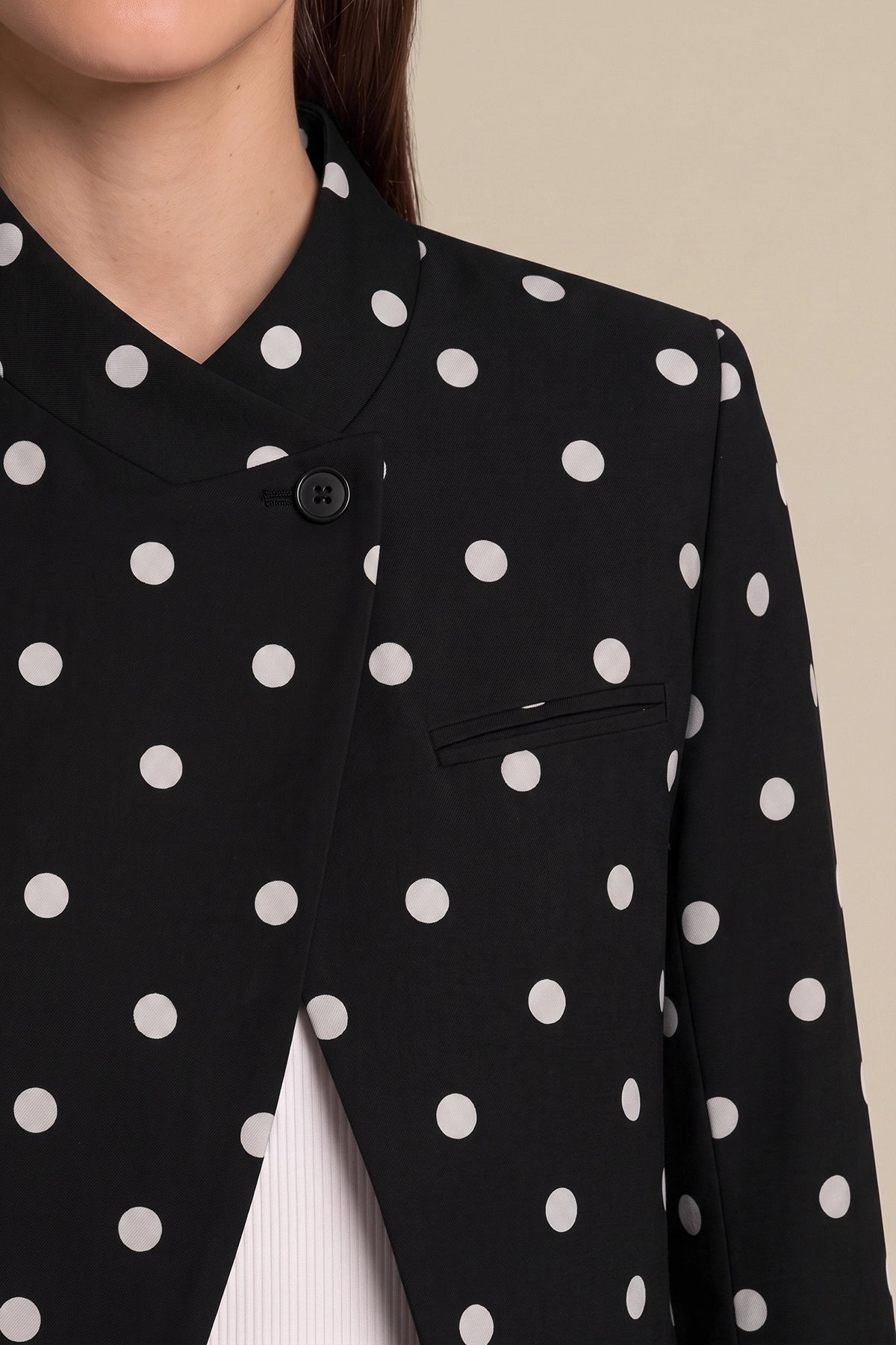 Womens Black Professional Polka Dot Blazer | CicyBell