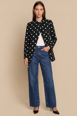 Womens Black Professional Polka Dot Blazer | CicyBell