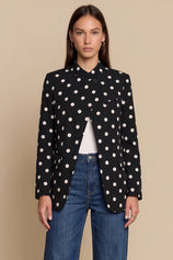 Womens Black Professional Polka Dot Blazer | CicyBell