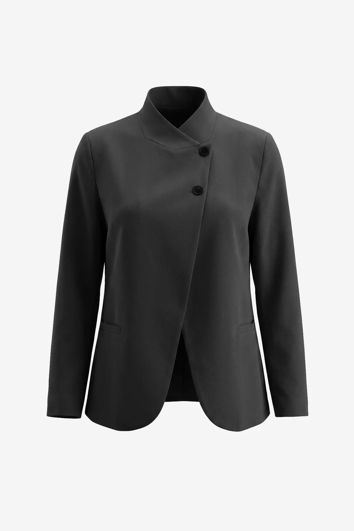 Womens Black Casual Stand Collar Blazer | CicyBell