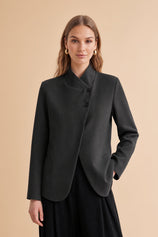 Womens Black Casual Stand Collar Blazer | CicyBell