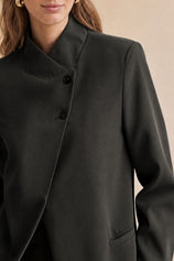 Womens Black Casual Stand Collar Blazer | CicyBell