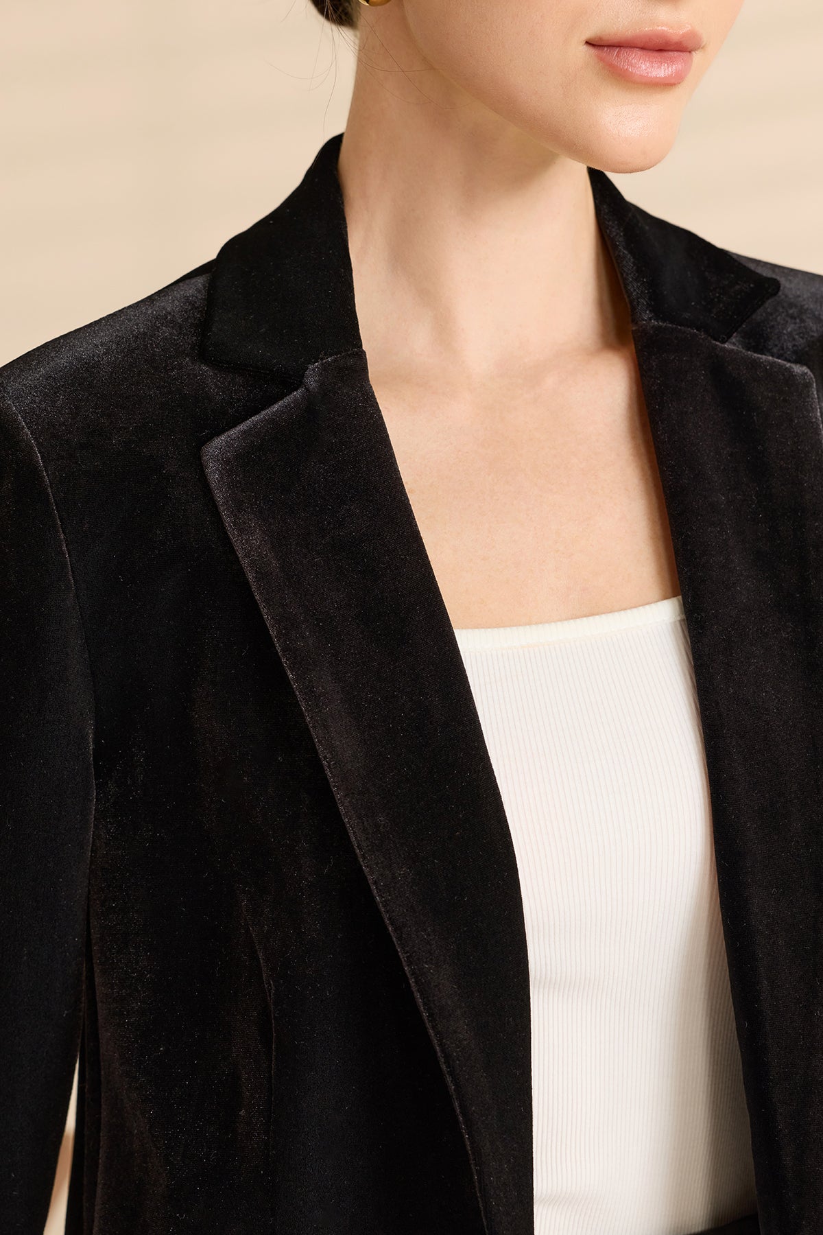 Womens Black Casual Velvet Blazer | CicyBell