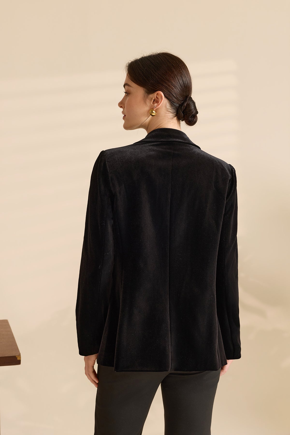 Womens Black Casual Velvet Blazer | CicyBell