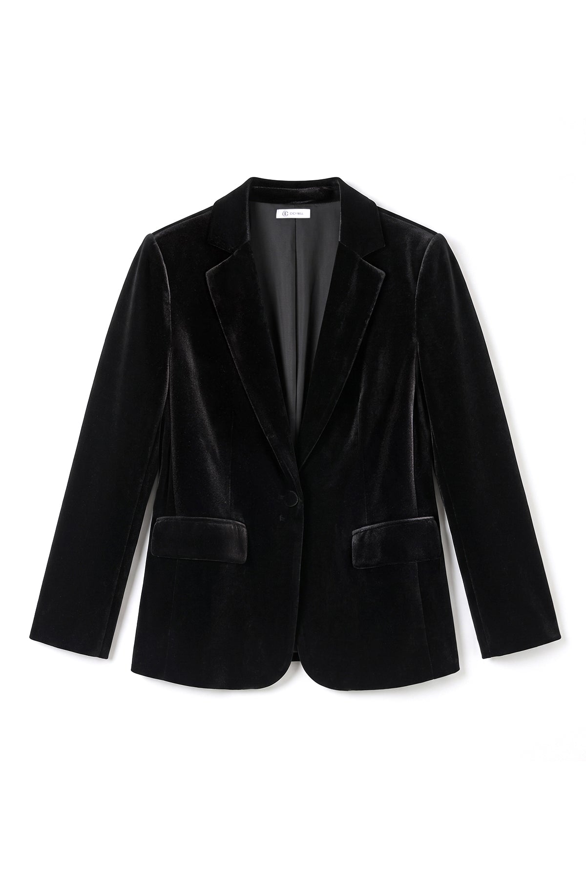 Womens Black Casual Velvet Blazer | CicyBell
