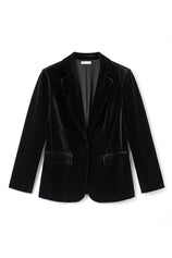 Womens Black Casual Velvet Blazer | CicyBell