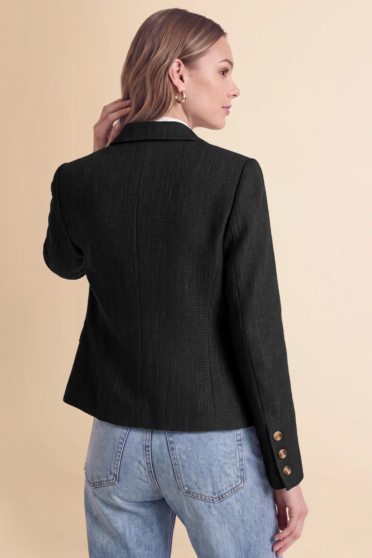 Womens Black Collared Cropped Blazers | CicyBell