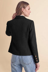 Womens Black Collared Cropped Blazers | CicyBell