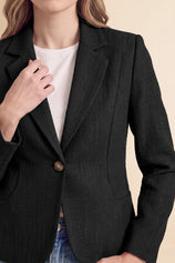 Womens Black Collared Cropped Blazers | CicyBell