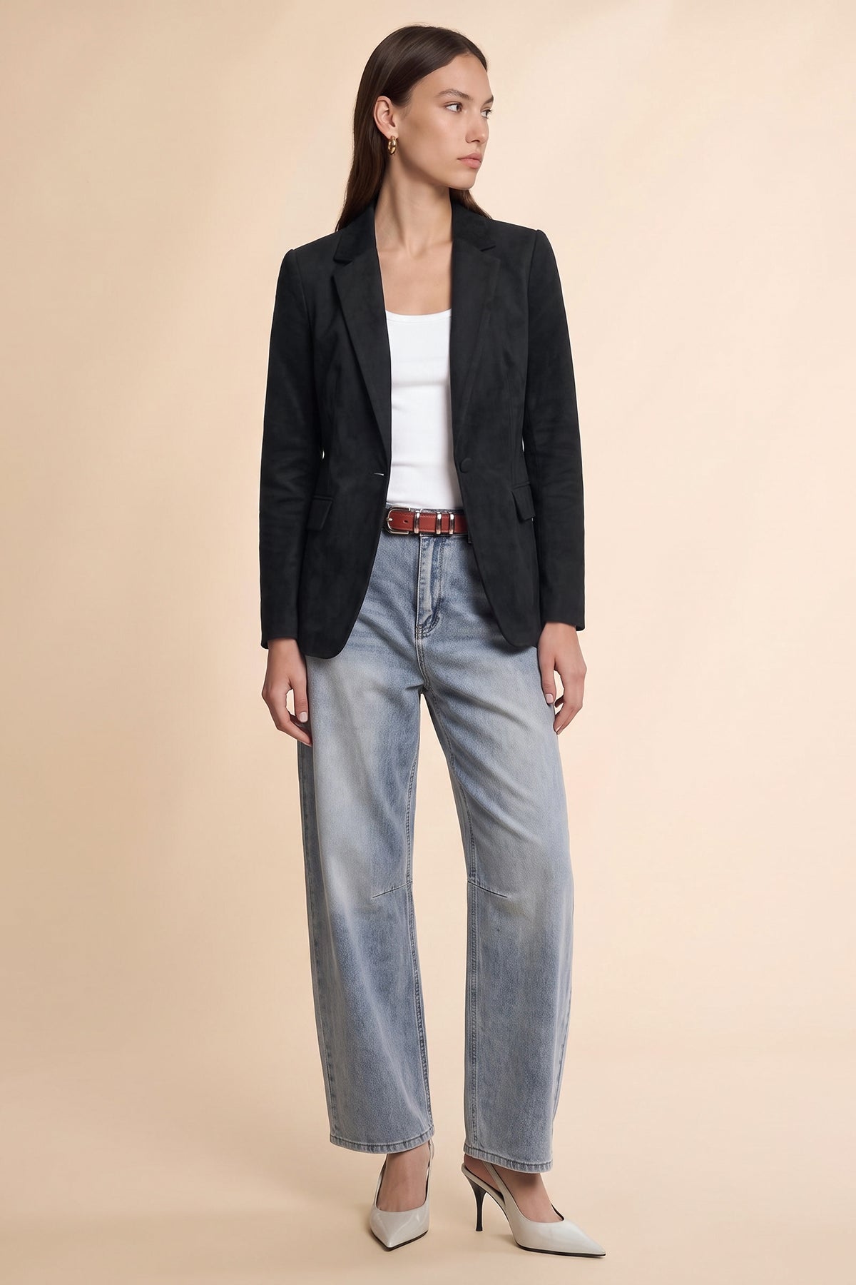 Womens Black Faux Suede Blazers| CicyBell