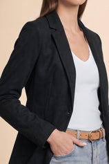 Womens Black Faux Suede Blazers| CicyBell