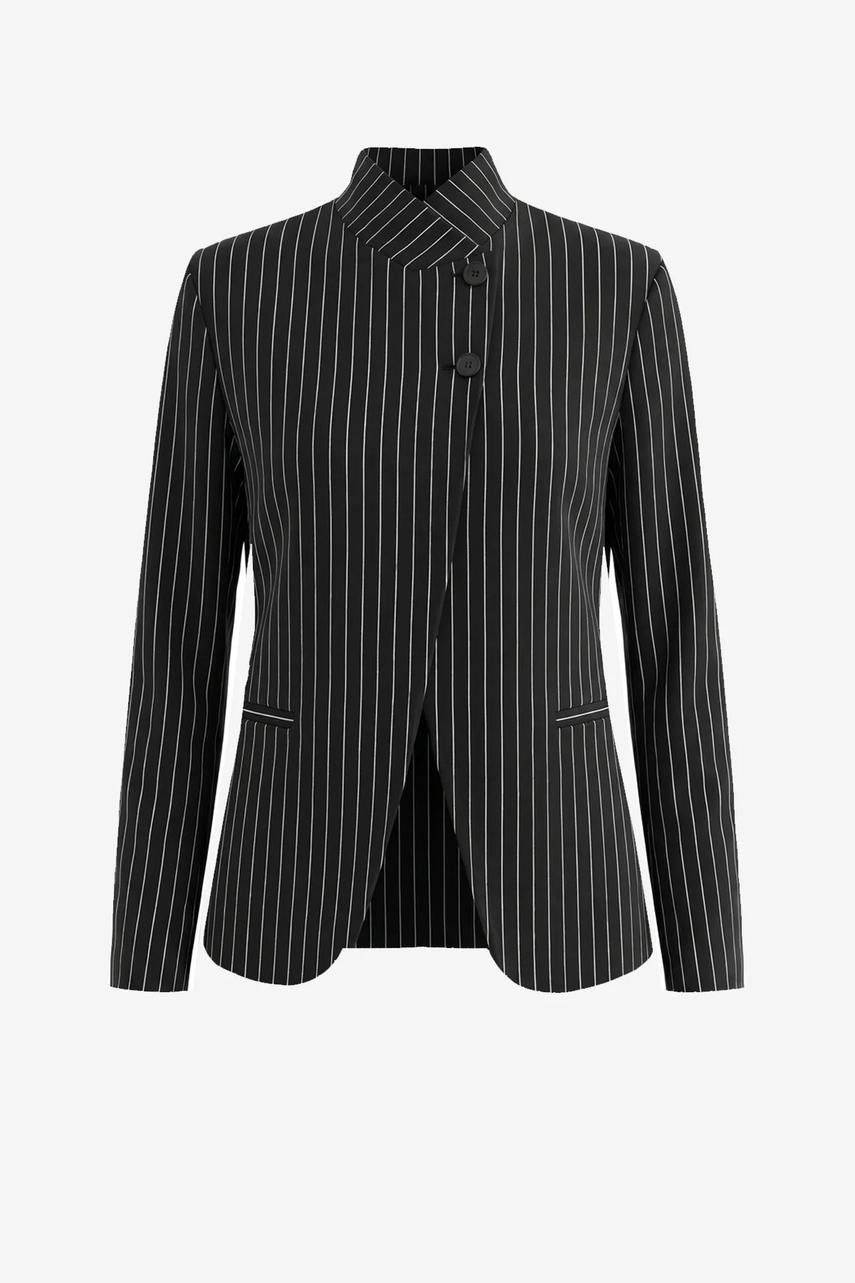 Womens Black Casual Stand Collar Blazer | CicyBell