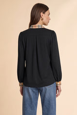 Womens Black Puff Long Sleeve Blouse | CicyBell