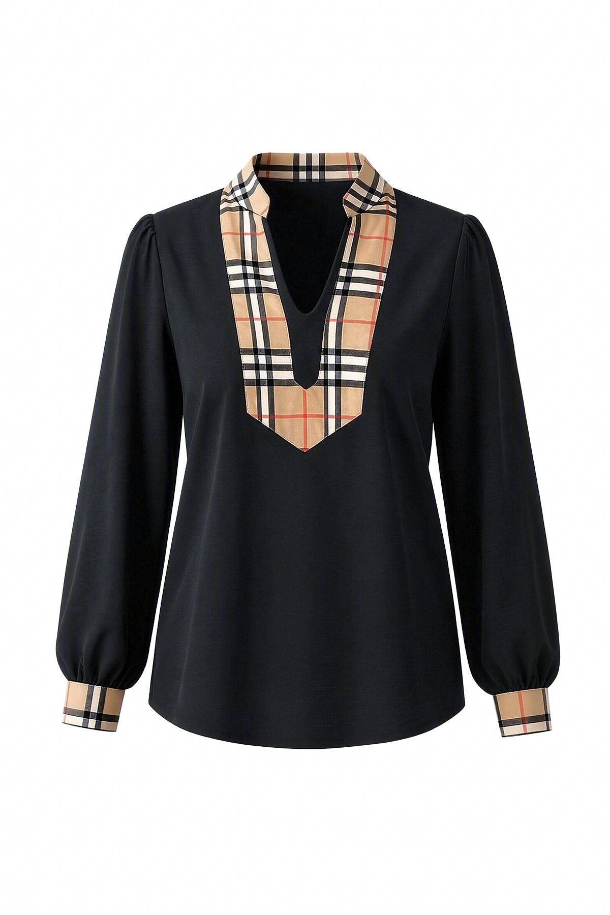 Womens Black Puff Long Sleeve Blouse | CicyBell