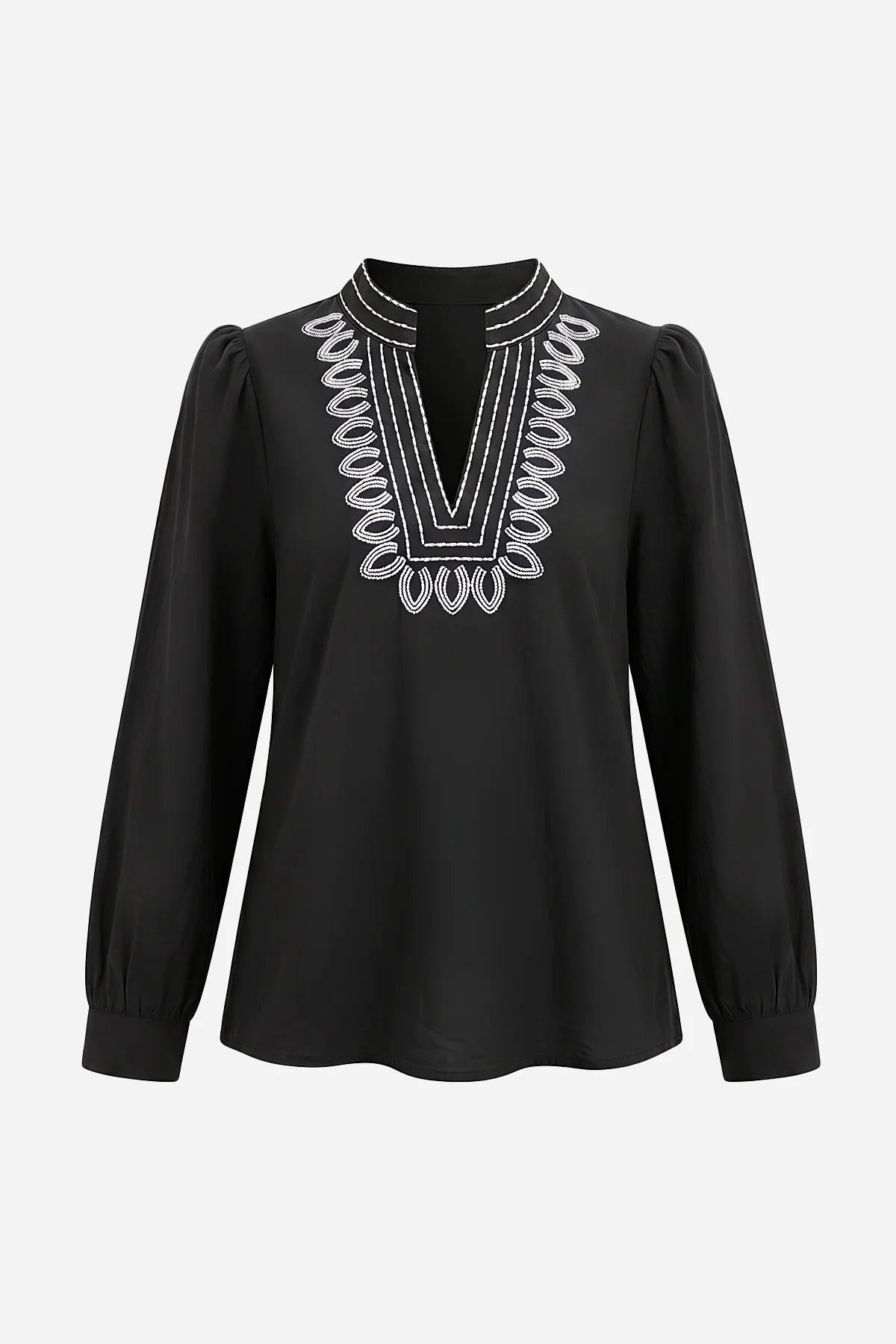 Womens Black Puff Long Sleeve Blouses | CicyBell
