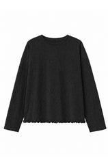 Womens Black Oversized Ruffle Hem Tops | CicyBell