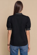 Womens Black Puff Short Sleeve Blouses | CicyBell