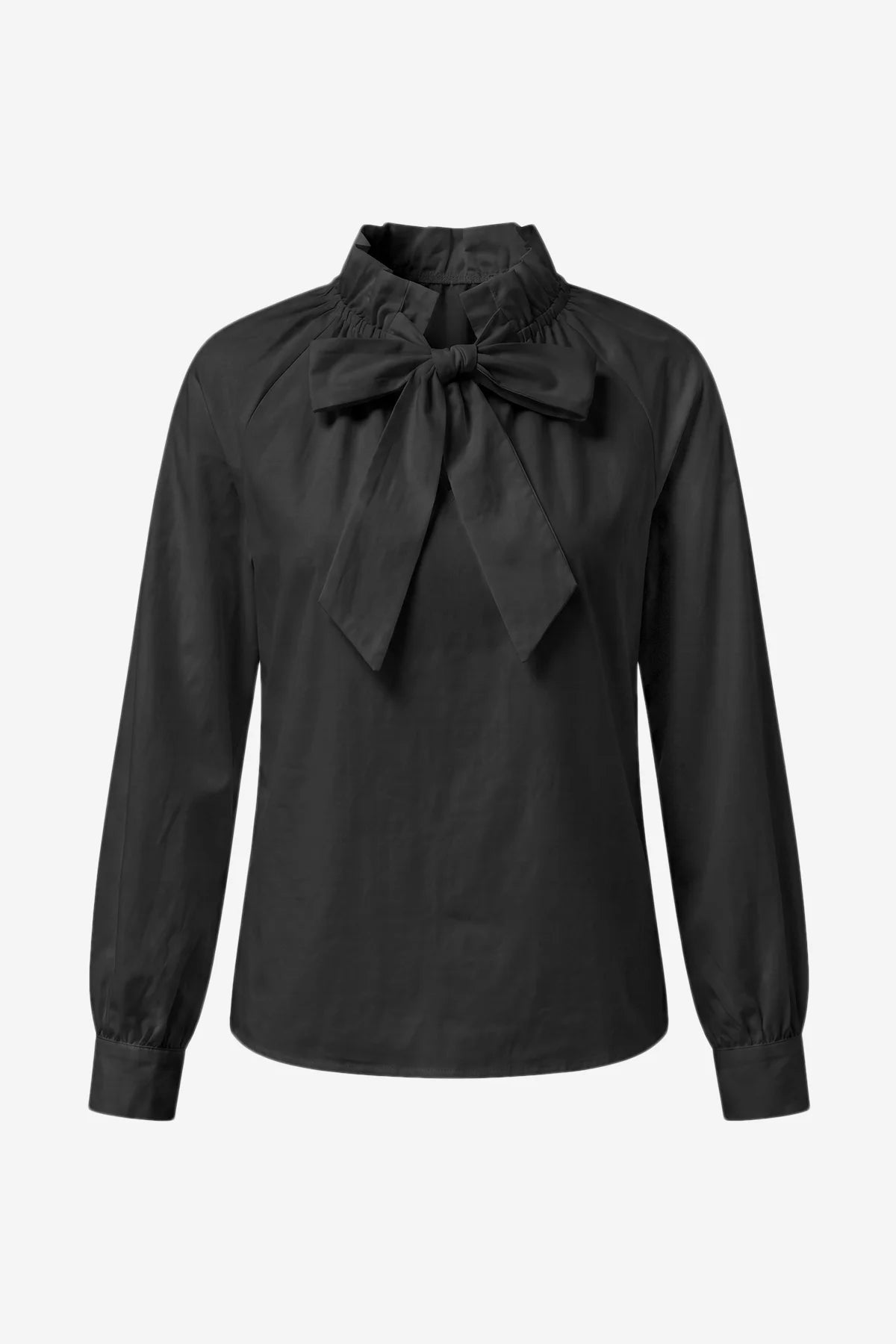 Womens Black Long Sleeve Bow Tie Blouse | CicyBell