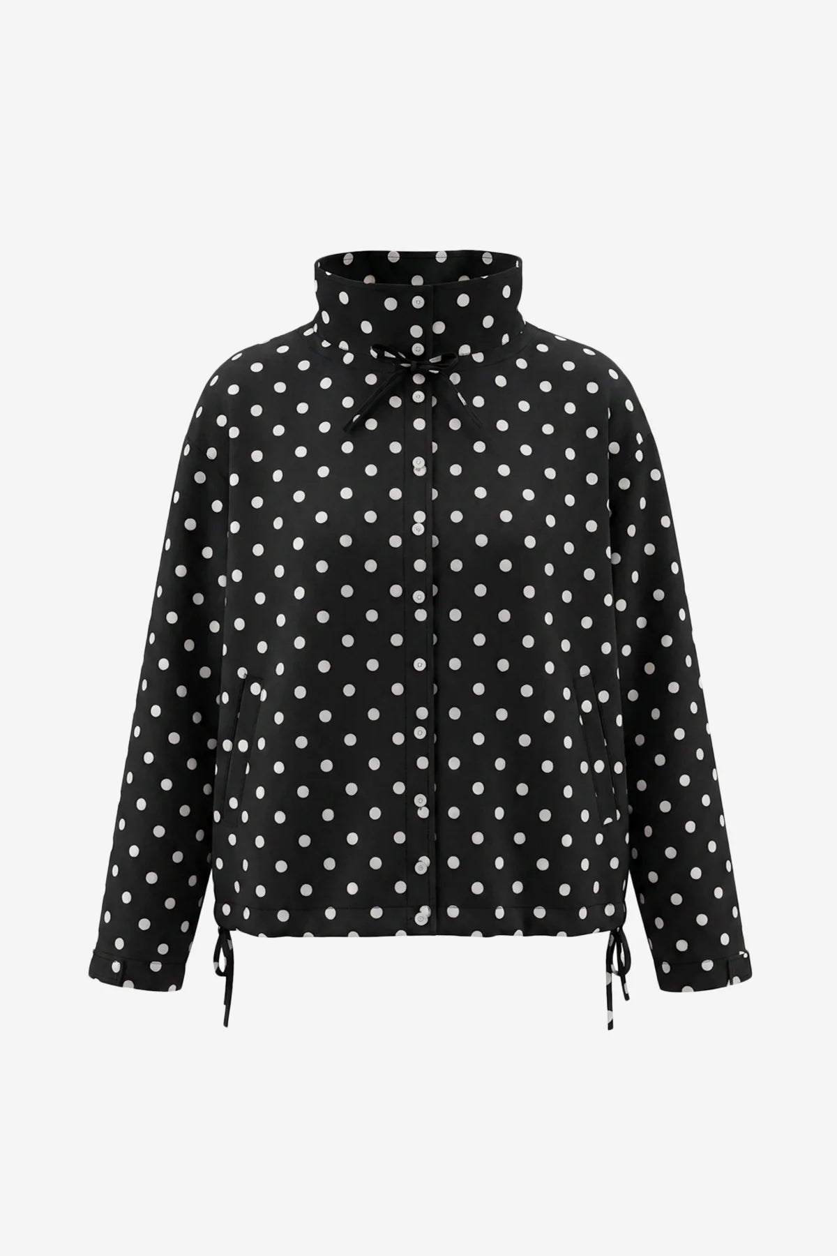 Womens Black Polka Dot Short Trench Coat | CicyBell
