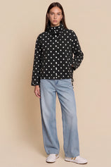 Womens Black Polka Dot Short Trench Coat | CicyBell