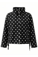 Womens Black Polka Dot Short Trench Coat | CicyBell