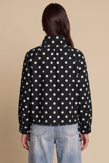 Womens Black Polka Dot Short Trench Coat | CicyBell