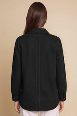 Womens Black Button Down Denim Jacket | CicyBell