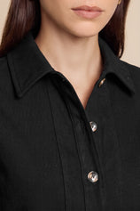 Womens Black Button Down Denim Jacket | CicyBell