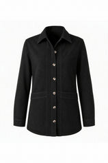 Womens Black Button Down Denim Jacket | CicyBell