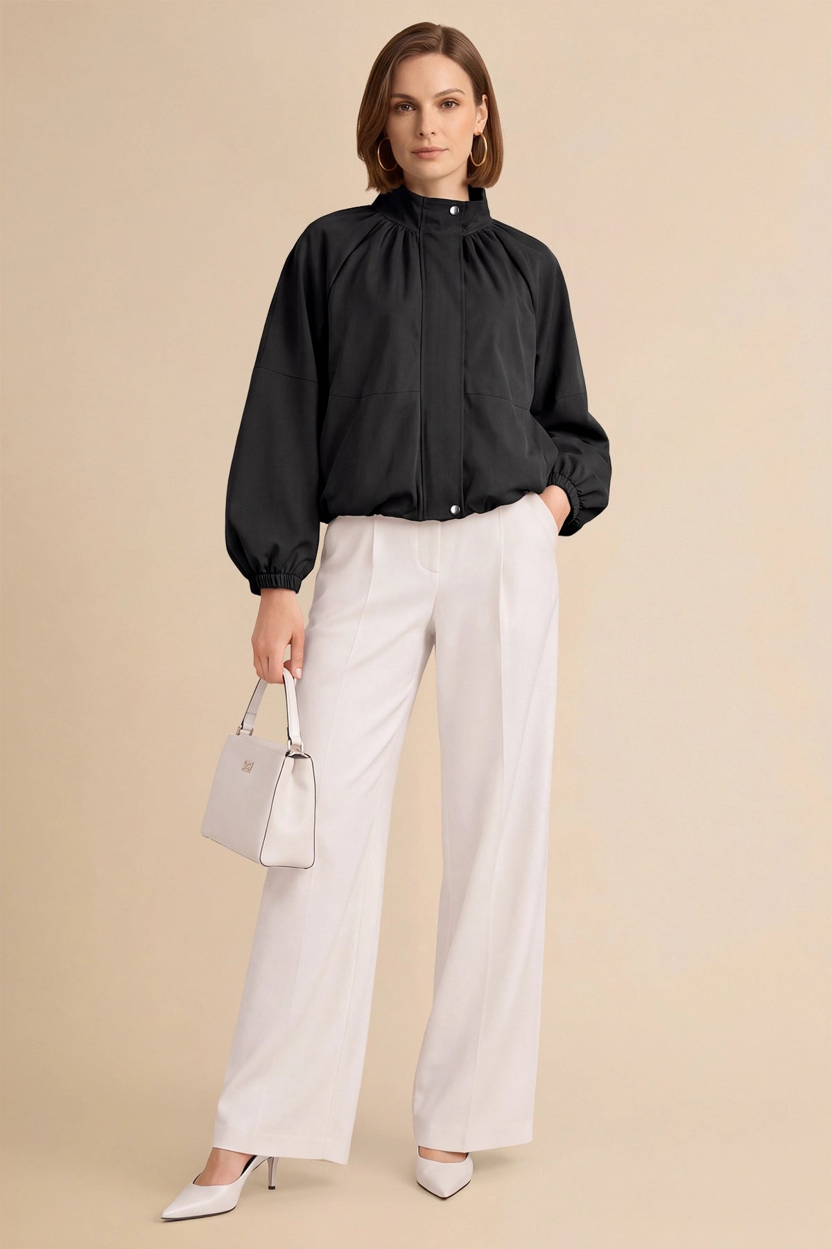Womens Black Cropped Bomber Jacket | CicyBell