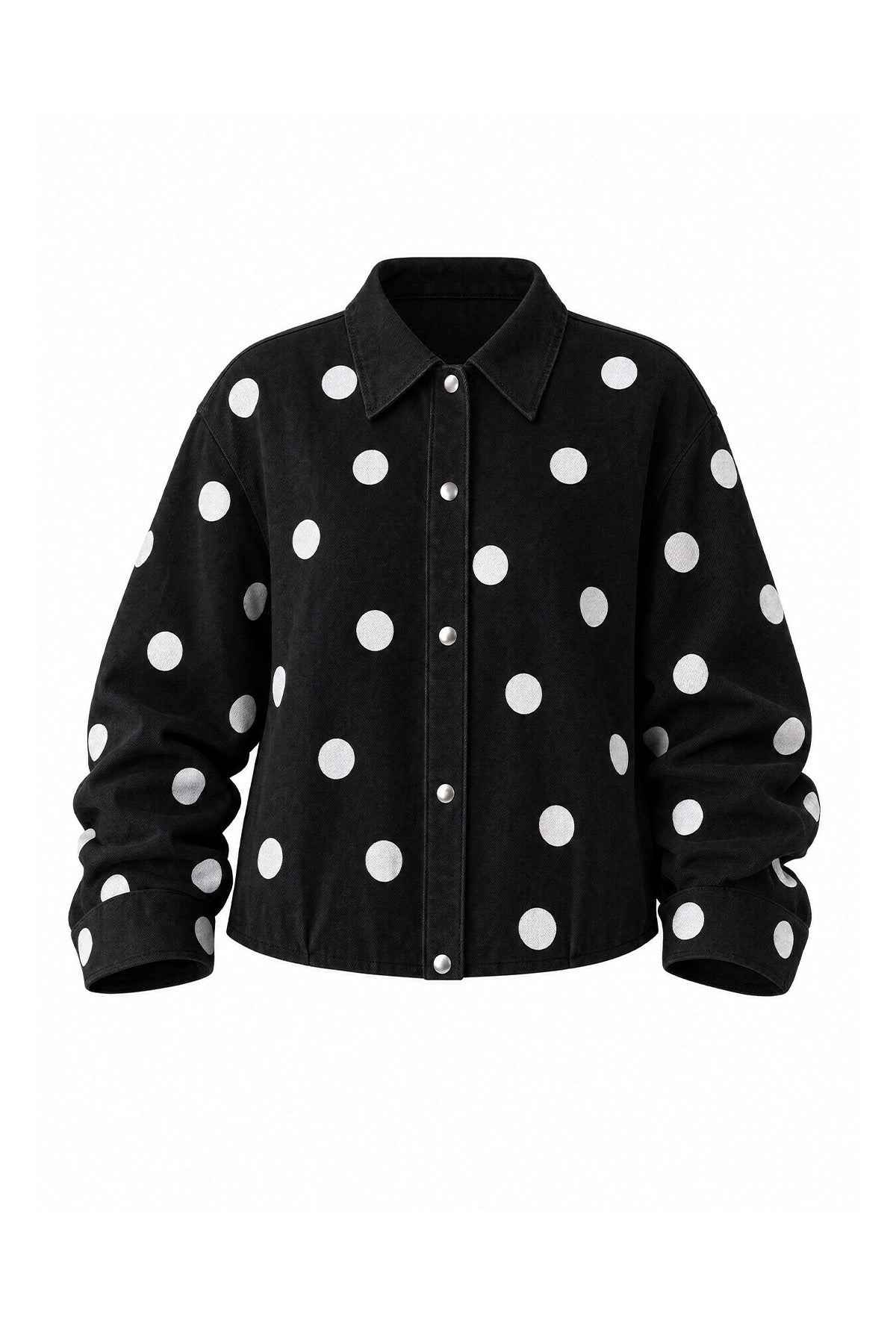Womens Black Polka Dot Denim Jacket | CicyBell