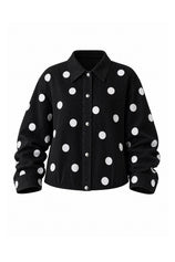 Womens Black Polka Dot Denim Jacket | CicyBell