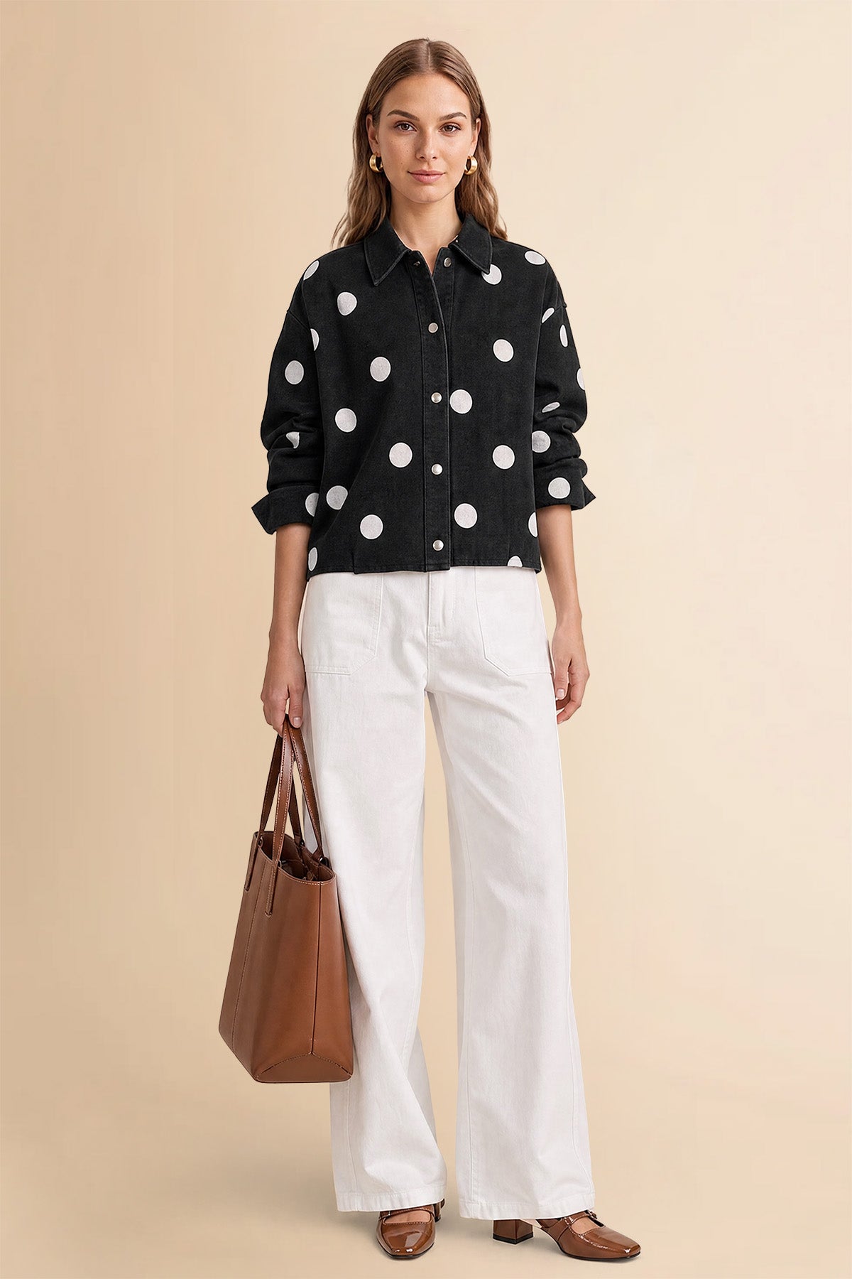 Womens Black Polka Dot Denim Jacket | CicyBell