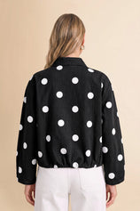 Womens Black Polka Dot Denim Jacket | CicyBell