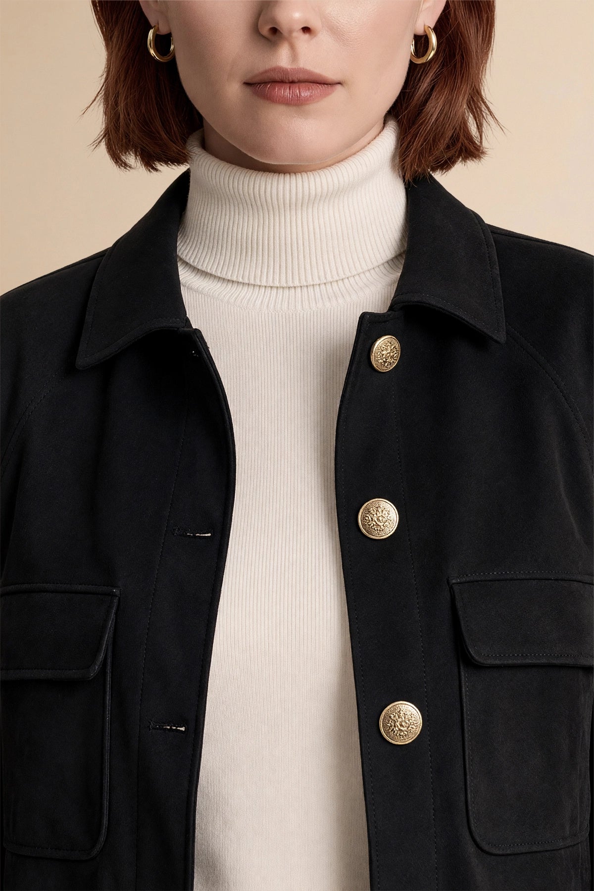 Womens Black Faux Suede Leather Jacket | CicyBell