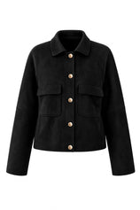 Womens Black Faux Suede Leather Jacket | CicyBell