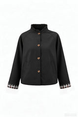 Womens Black Ruffle Short Trench Coat | CicyBell