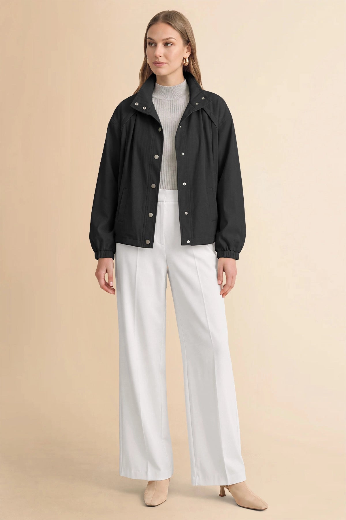 Womens Black Cropped Bomber Jackets | CicyBell