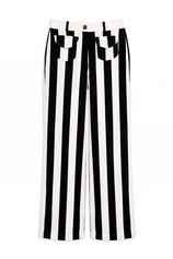 Womens Black Striped Wide Leg Jeans | CicyBell