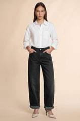 Womens Black Baggy Barrel Jeans | CicyBell