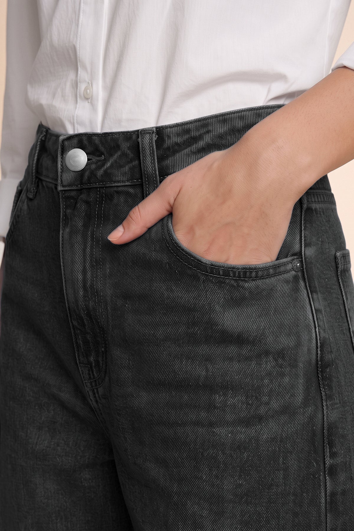 Womens Black Baggy Barrel Jeans | CicyBell