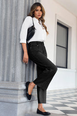 Cicy Bell Womens Black Straight Leg Jeans