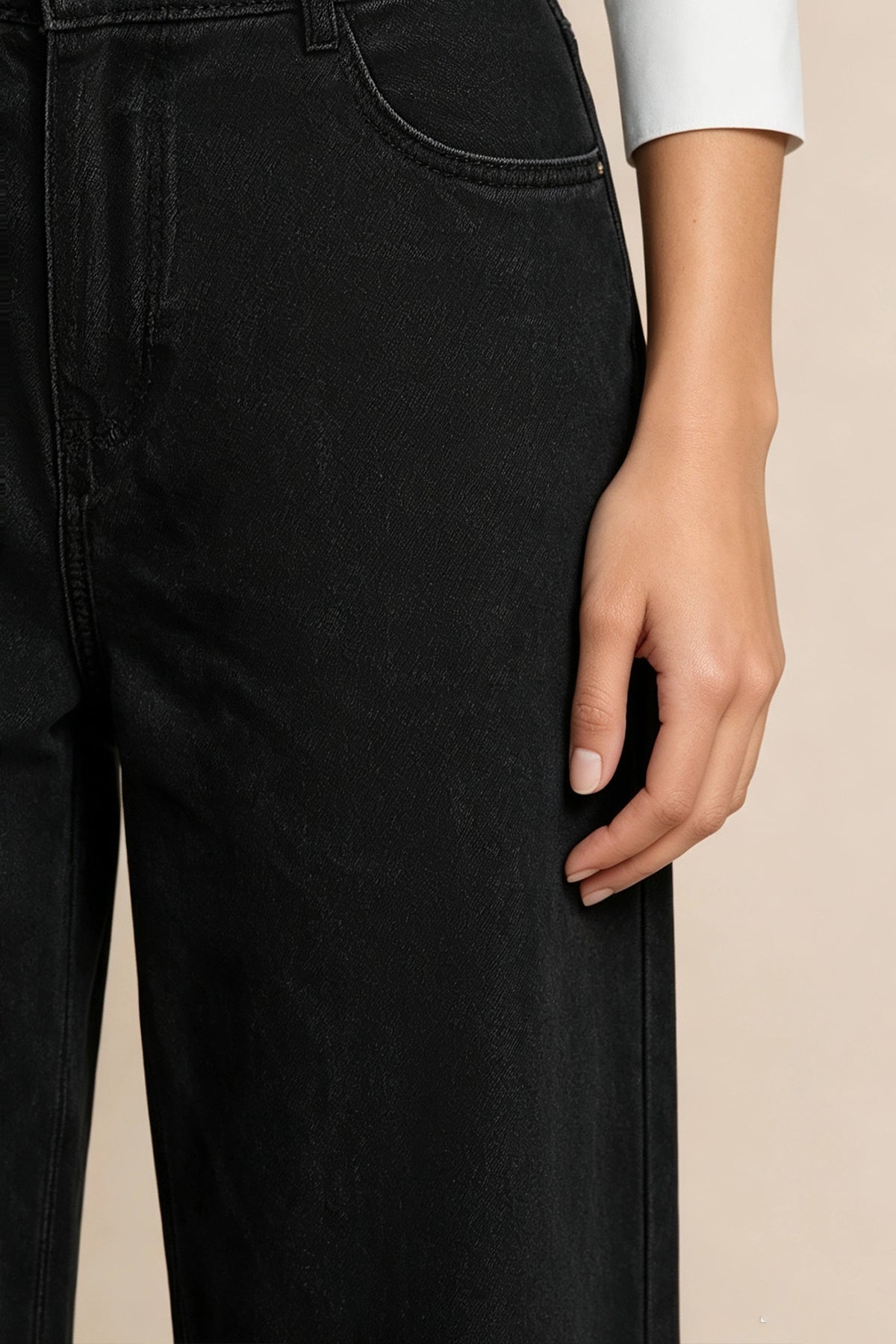 Womens  Black Ruffle Wide Leg Jeans | CicyBell