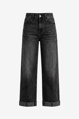 Womens Black Cropped High Waisted Jeans | CicyBell
