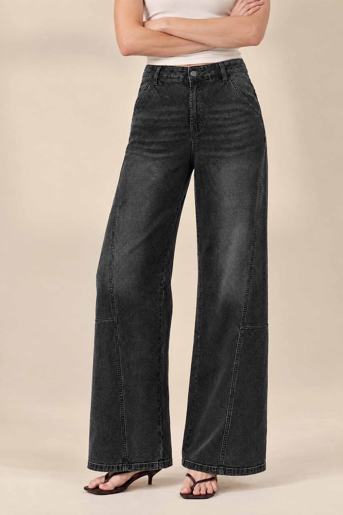 Womens Black Baggy Wide Leg Jeans | CicyBell