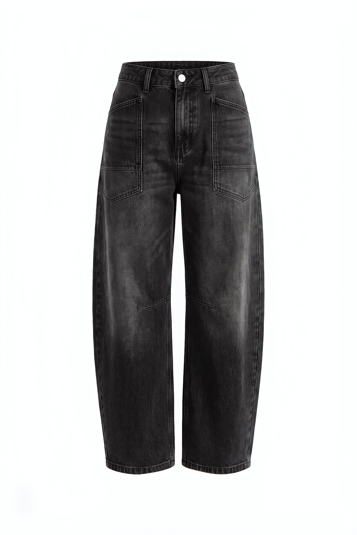 Womens Black Cropped Barrel Jeans | CicyBell